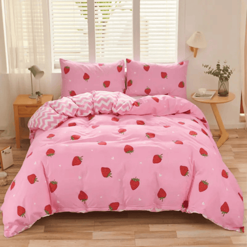 Darrahopens Home & Garden > Bedding > Duvet Covers Dreamfields - Strawberry Dream Quilt Cover Set - (3pcs, King Size)
