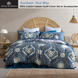 Darrahopens Home & Garden > Bedding > Duvet Covers Logan and Mason 250TC Kashmir Mid Blue Cotton Sateen Quilt Cover Set Queen
