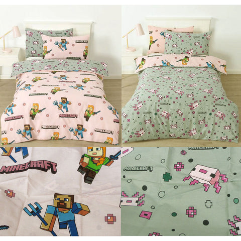 Darrahopens Home & Garden > Bedding > Duvet Covers MOJANG Minecraft Reversible Cotton Boys Girls Quilt Cover Set Double