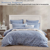 Darrahopens Home & Garden > Bedding > Duvet Covers Private Collection Monterey Wedgwood Plain Dyed Chenille Jacquard Quilt Cover Set Super King
