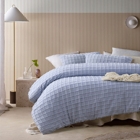 Darrahopens Home & Garden > Bedding > Duvet Covers Vintage Design Homewares Parquet Snooze Blue Cotton Quilt Cover Set Single