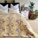 Darrahopens Home & Garden > Bedding English Rose Yellow Reversible Quilt - Yellow (King - 228 cm x 274 cm)