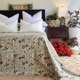 Darrahopens Home & Garden > Bedding Green Berries Kantha Bedspread Coverlet - Green (King - 228 cm x 274 cm)