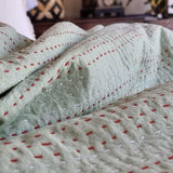 Darrahopens Home & Garden > Bedding Green Berries Kantha Bedspread Coverlet - Green (King - 228 cm x 274 cm)