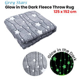 Darrahopens Home & Garden > Bedding Grey Stars Glow in the Dark Throw Rug 125x152 cm