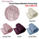 Darrahopens Home & Garden > Bedding Herringbone Coral Fleece Blanket Throw Rug 150x200 cm Dusty Pink