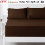 Darrahopens Home & Garden > Bedding Hotel Living 250TC Chocolate Cotton Rich Combo Set Queen 38cm