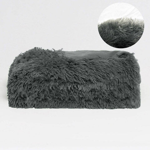 Darrahopens Home & Garden > Bedding Hotel Living Long Hair Faux Fur Throw Rug Grey