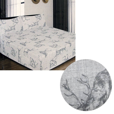 Darrahopens Home & Garden > Bedding ICF Store Cotton Flannel Combo Fitted Sheet Set Queen Stag Deer