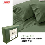 Darrahopens Home & Garden > Bedding Jane Barrington 1200TC Olivia Cotton Rich Sheet Set 40cm Wall Olive Queen