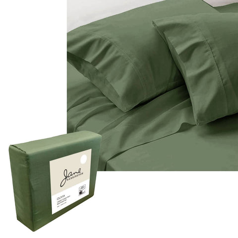 Darrahopens Home & Garden > Bedding Jane Barrington 1200TC Olivia Cotton Rich Sheet Set 40cm Wall Olive Queen