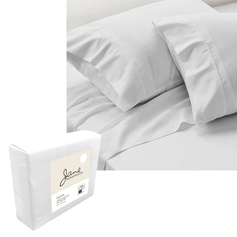 Darrahopens Home & Garden > Bedding Jane Barrington 1200TC Olivia Cotton Rich Sheet Set 40cm Wall White Queen
