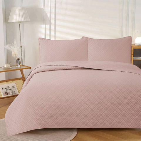 Darrahopens Home & Garden > Bedding Jane Barrington Morris Blush Ultrasonic Embossed Lightly Quilted Reversible Coverlet Set King