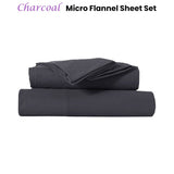 Darrahopens Home & Garden > Bedding Kingtex Ultra-Soft Micro Flannel Sheet Set 40 cm Wall Charcoal Single