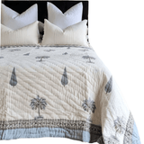 Darrahopens Home & Garden > Bedding Kolka Palm & Pine Reversible Quilt 100% Cotton Blue - King Size