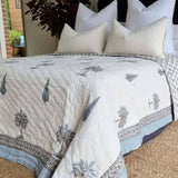 Darrahopens Home & Garden > Bedding Kolka Palm & Pine Reversible Quilt 100% Cotton Blue - King Size