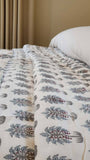 Darrahopens Home & Garden > Bedding Kolka Palm & Pine Reversible Quilt 100% Cotton Blue - King Size