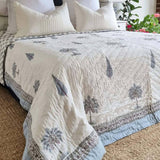 Darrahopens Home & Garden > Bedding Kolka Palm & Pine Reversible Quilt 100% Cotton Blue - King Size