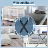 Darrahopens Home & Garden > Bedding > Mattress Protectors 4-Pack Adjustable Bed Sheet Straps with Clips, Elastic Sheet Fasteners for Fitted Sheets, Sofa Covers, Tablecloths, Anti-Slip Grippers for Crib to King Size Beds (Black)
