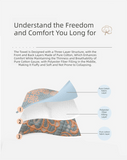 Darrahopens Home & Garden > Bedding > Mattress Protectors Grey and Orange Cotton Three-Layer Gauze Bed Cover Set - Reversible Vintage Printed Blanket with Two Pillowcases for Year-Round Use(200*230cm)