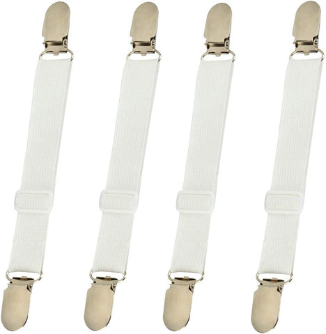 Darrahopens Home & Garden > Bedding > Mattress Protectors Mattress Sheet Clips 4-Pack Adjustable Elastic Fasteners Holders for Secure Bedding Fit