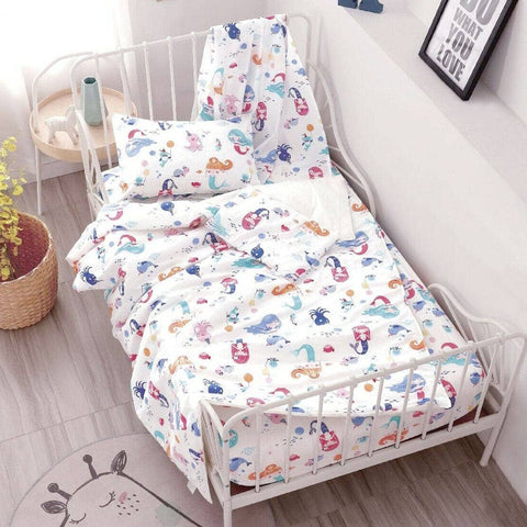 Darrahopens Home & Garden > Bedding Mermaids & Mates Baby 100% Cotton Printed Sheet Set Cot Size