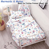 Darrahopens Home & Garden > Bedding Mermaids & Mates Baby 100% Cotton Printed Sheet Set Cot Size