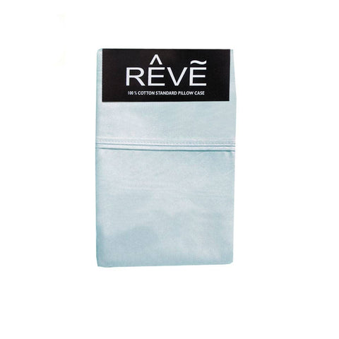 Darrahopens Home & Garden > Bedding Pair of Reve 100% Cotton Standard Pillowcases 48 x 74 cm Solid Light Blue