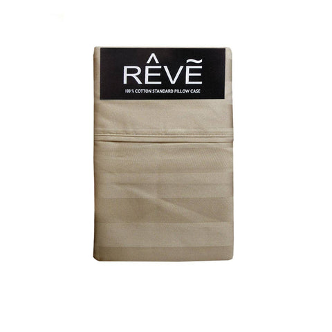 Darrahopens Home & Garden > Bedding Pair of Reve 100% Cotton Standard Pillowcases 48 x 74 cm Vertical Stripe Latte