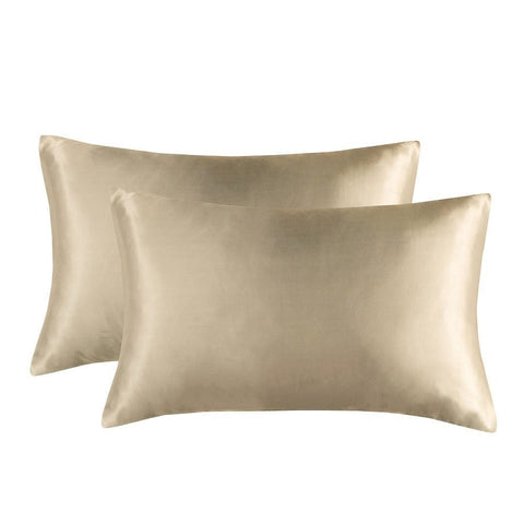 Darrahopens Home & Garden > Bedding > Pillowcases 1-Pair Champagne Luxury Satin Silk Pillowcase for Hair and Skin - Smooth Cooling Pillow Cover with Envelope Closure - Queen (20x30")
