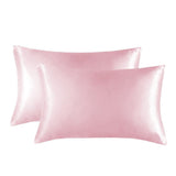 Darrahopens Home & Garden > Bedding > Pillowcases 1-Pair Pink Luxury Satin Silk Pillowcase for Hair and Skin - Smooth Cooling Pillow Cover with Envelope Closure - Queen (20x30")