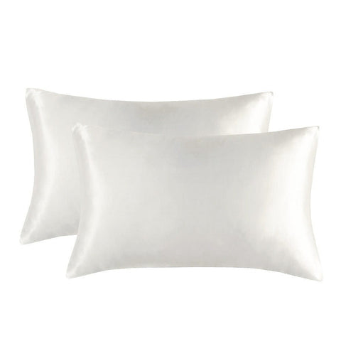 Darrahopens Home & Garden > Bedding > Pillowcases 1-Pair White Luxury Satin Silk Pillowcase for Hair and Skin - Smooth Cooling Pillow Cover with Envelope Closure - Queen (20x30")