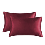 Darrahopens Home & Garden > Bedding > Pillowcases 1-Pair Wine Red Luxury Satin Silk Pillowcase for Hair and Skin - Smooth Cooling Pillow Cover with Envelope Closure - King (20x36")