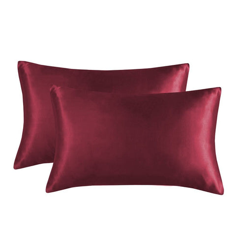 Darrahopens Home & Garden > Bedding > Pillowcases 1-Pair Wine Red Luxury Satin Silk Pillowcase for Hair and Skin - Smooth Cooling Pillow Cover with Envelope Closure - King (20x36")