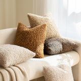 Darrahopens Home & Garden > Bedding > Pillowcases 2 Pcs Brown Cozy Teddy Boucle Cushion Cover - Plush Decorative Square Pillow Case for Sofa & Bed