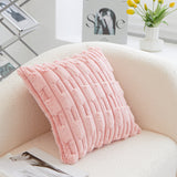 Darrahopens Home & Garden > Bedding > Pillowcases A pair of pink Plush Faux Rabbit Fur Throw Pillow Cover - Textured Wheat Ear Design (45x45cm)