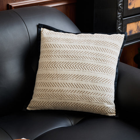 Darrahopens Home & Garden > Bedding > Pillowcases Black-beige 45*45cm 2PCS Luxe Thick Chenille Herringbone Pillow Cover - Solid Color Square Lumbar Pillow