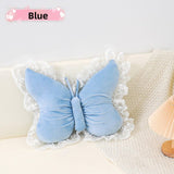 Darrahopens Home & Garden > Bedding > Pillowcases Blue Elegant Butterfly Lace Throw Pillow 60x45cm Soft Decorative Cushion for Sofa Bedroom Office and Car Comfort Backrest Accessory