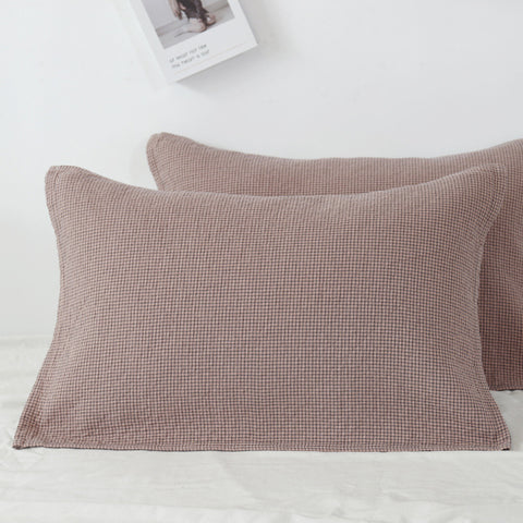 Darrahopens Home & Garden > Bedding > Pillowcases Brown Breathable 4-Layer Cotton Gauze Pillow Towel Pair - Japanese Style Grid (52x75cm)