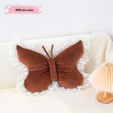 Darrahopens Home & Garden > Bedding > Pillowcases Brown Elegant Butterfly Lace Throw Pillow 60x45cm Soft Decorative Cushion for Sofa Bedroom Office and Car Comfort Backrest Accessory