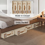 Darrahopens Home & Garden > Bedding > Pillowcases CARLA HOME Bed Sheet Organizer Set of 4 with Handle & Window for Covers, Pillowcases, Blankets, Clothes & Sheets (Beige)