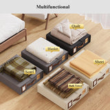Darrahopens Home & Garden > Bedding > Pillowcases CARLA HOME Bed Sheet Organizer Set of 4 with Handle & Window for Covers, Pillowcases, Blankets, Clothes & Sheets (Grey)