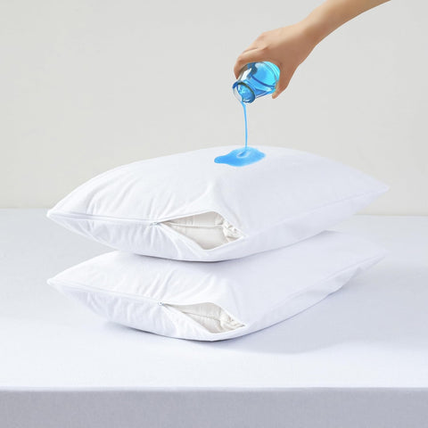 Darrahopens Home & Garden > Bedding > Pillowcases CleverPolly Pillow Cover Protector - Waterproof Terry Toweling Bed Pillow Protector with Zipper Closure - Soft, Breathable, Hypoallergenic, Washable & Anti-Microbial Pillow Protectors - Pack of 2