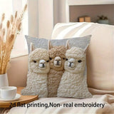 Darrahopens Home & Garden > Bedding > Pillowcases Cute Alpaca Throw Pillow Cover Set of 2 – Soft Faux Fur Decorative Cushion Case for Sofa, Bed, Car – Cozy Home Accent (Gray)