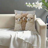 Darrahopens Home & Garden > Bedding > Pillowcases Cute Alpaca Throw Pillow Cover Set of 2 – Soft Faux Fur Decorative Cushion Case for Sofa, Bed, Car – Cozy Home Accent (Gray)