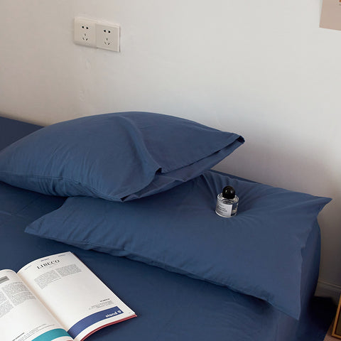 Darrahopens Home & Garden > Bedding > Pillowcases Dark Blue 100% Cotton Pillowcase Set - Envelope Closure(without pillow core)