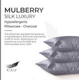 Darrahopens Home & Garden > Bedding > Pillowcases Gioia Casa Luxury Pillowcase - 100% Pure Mulberry Silk on Both Sides - Charcoal