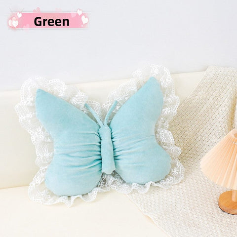 Darrahopens Home & Garden > Bedding > Pillowcases Green Elegant Butterfly Lace Throw Pillow 60x45cm Soft Decorative Cushion for Sofa Bedroom Office and Car Comfort Backrest Accessory