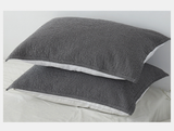 Darrahopens Home & Garden > Bedding > Pillowcases Grey Breathable 4-Layer Cotton Gauze Pillow Towel Pair - Japanese Style Grid (52x75cm)