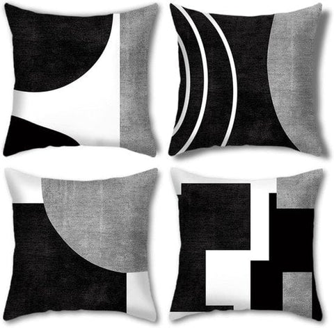 Darrahopens Home & Garden > Bedding > Pillowcases Pillowcase - 4-pack - Pillowcases with abstract geometric pattern - 45x45 cm - Pillowcases with zipper - Black and white pillowcases (pillow insert not included)